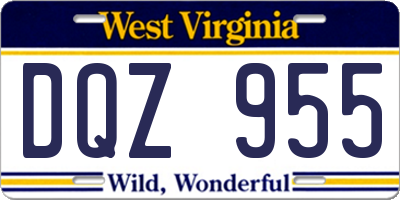 WV license plate DQZ955