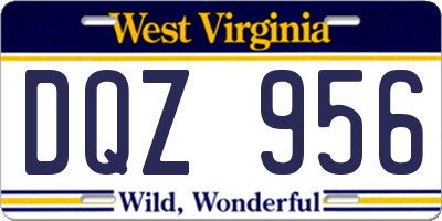 WV license plate DQZ956