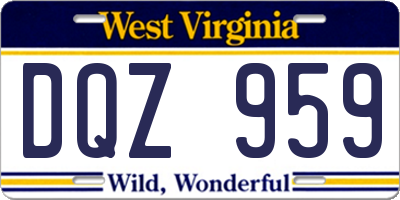 WV license plate DQZ959