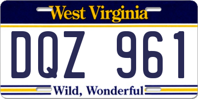 WV license plate DQZ961