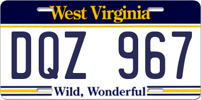 WV license plate DQZ967