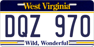 WV license plate DQZ970