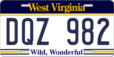 WV license plate DQZ982
