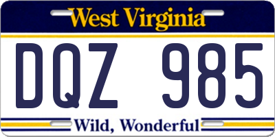 WV license plate DQZ985