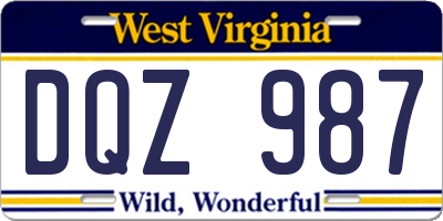 WV license plate DQZ987