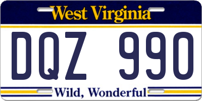 WV license plate DQZ990