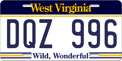 WV license plate DQZ996