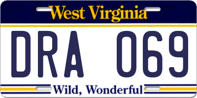 WV license plate DRA069