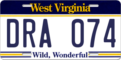 WV license plate DRA074