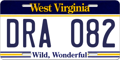 WV license plate DRA082