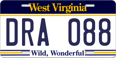 WV license plate DRA088