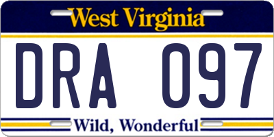 WV license plate DRA097