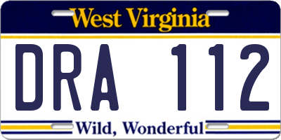 WV license plate DRA112
