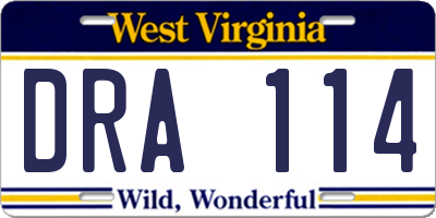 WV license plate DRA114