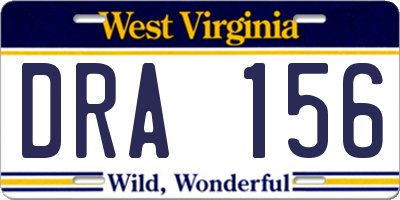 WV license plate DRA156