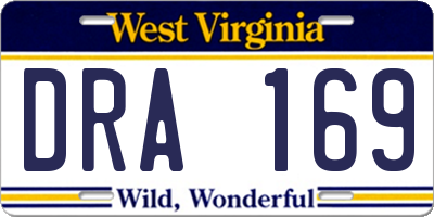 WV license plate DRA169