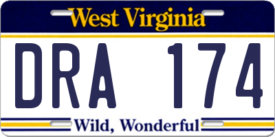 WV license plate DRA174