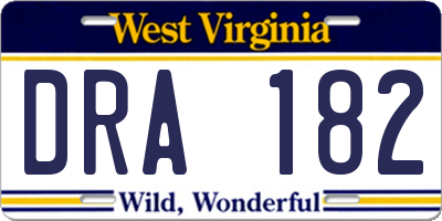 WV license plate DRA182