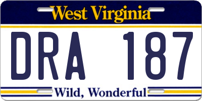 WV license plate DRA187