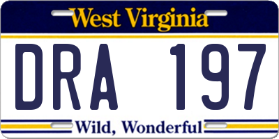 WV license plate DRA197
