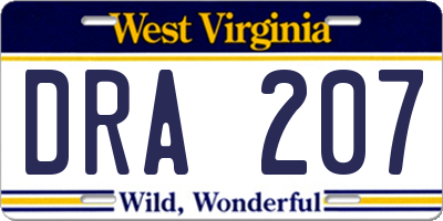 WV license plate DRA207