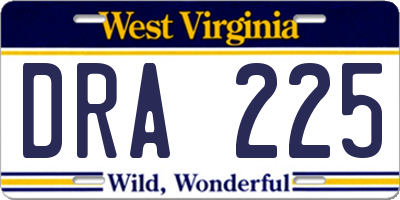 WV license plate DRA225
