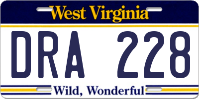 WV license plate DRA228