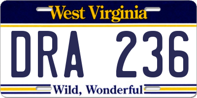 WV license plate DRA236