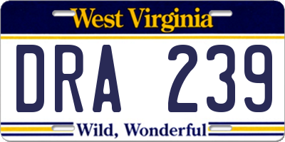 WV license plate DRA239