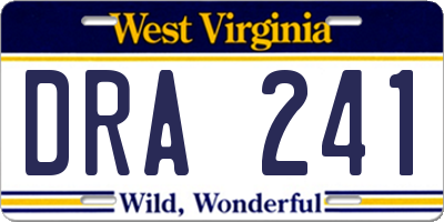 WV license plate DRA241