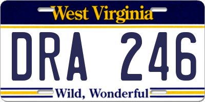 WV license plate DRA246
