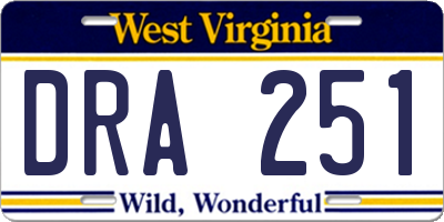 WV license plate DRA251