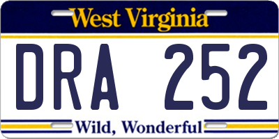 WV license plate DRA252