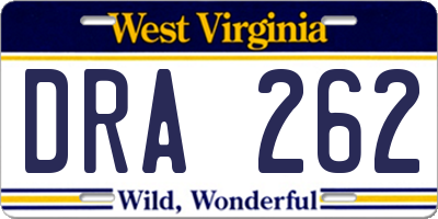 WV license plate DRA262