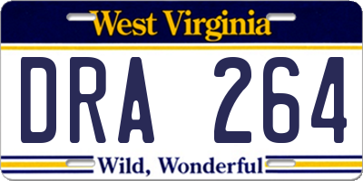 WV license plate DRA264