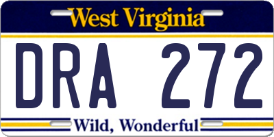 WV license plate DRA272