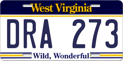 WV license plate DRA273