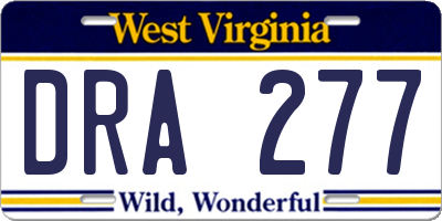 WV license plate DRA277