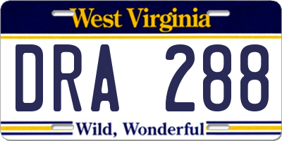WV license plate DRA288