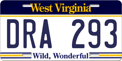 WV license plate DRA293