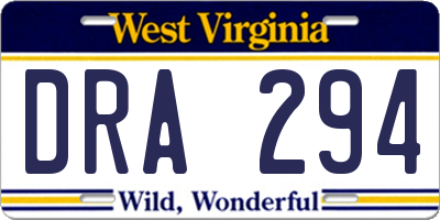 WV license plate DRA294