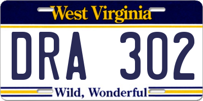 WV license plate DRA302