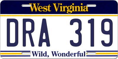 WV license plate DRA319