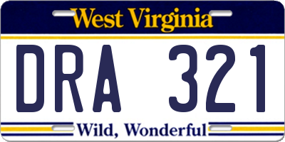 WV license plate DRA321
