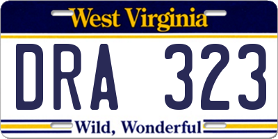 WV license plate DRA323