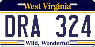 WV license plate DRA324