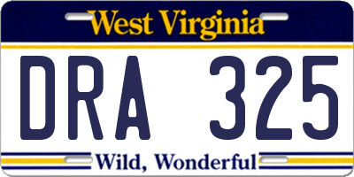 WV license plate DRA325
