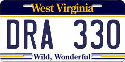 WV license plate DRA330