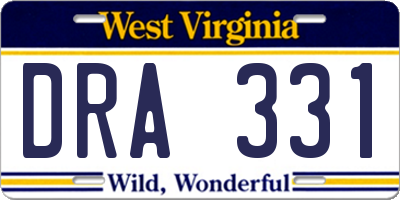 WV license plate DRA331