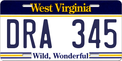 WV license plate DRA345